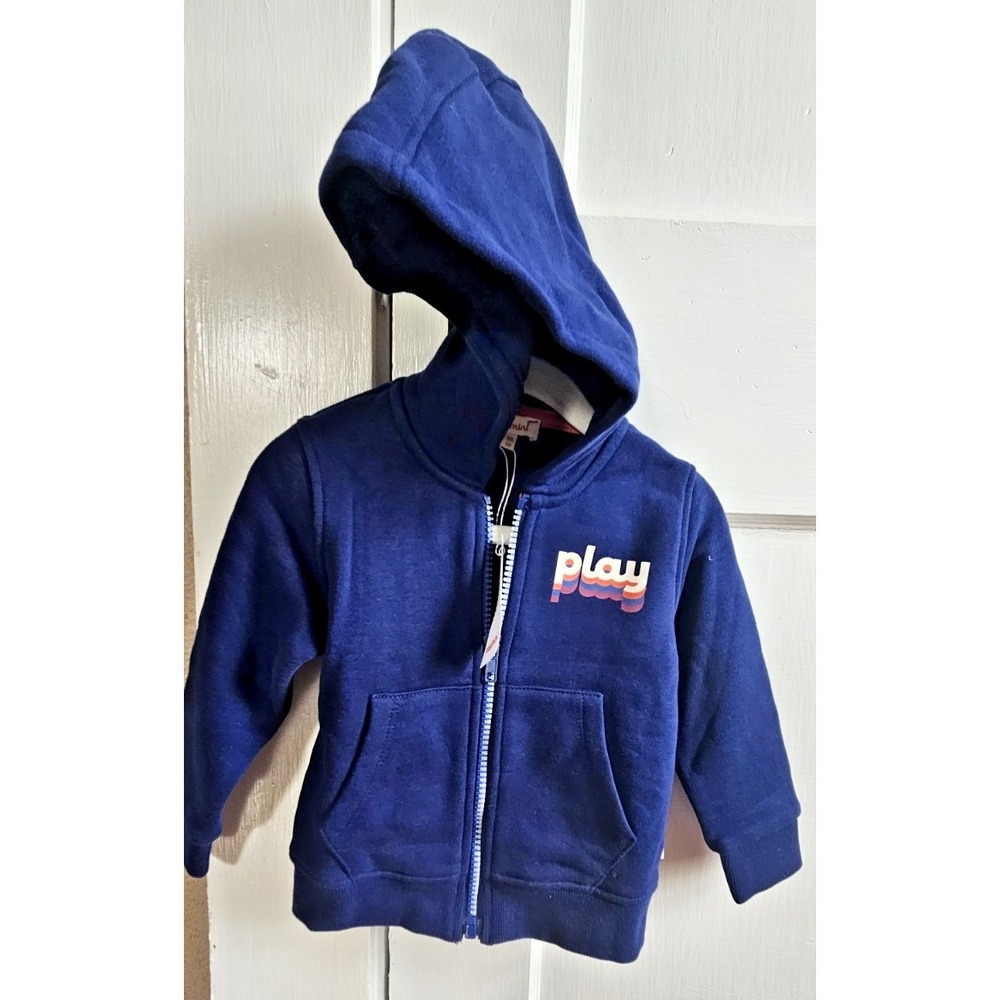 NWT catimini 18 months /86cm cotton blend navy blue jacket with hood full zip